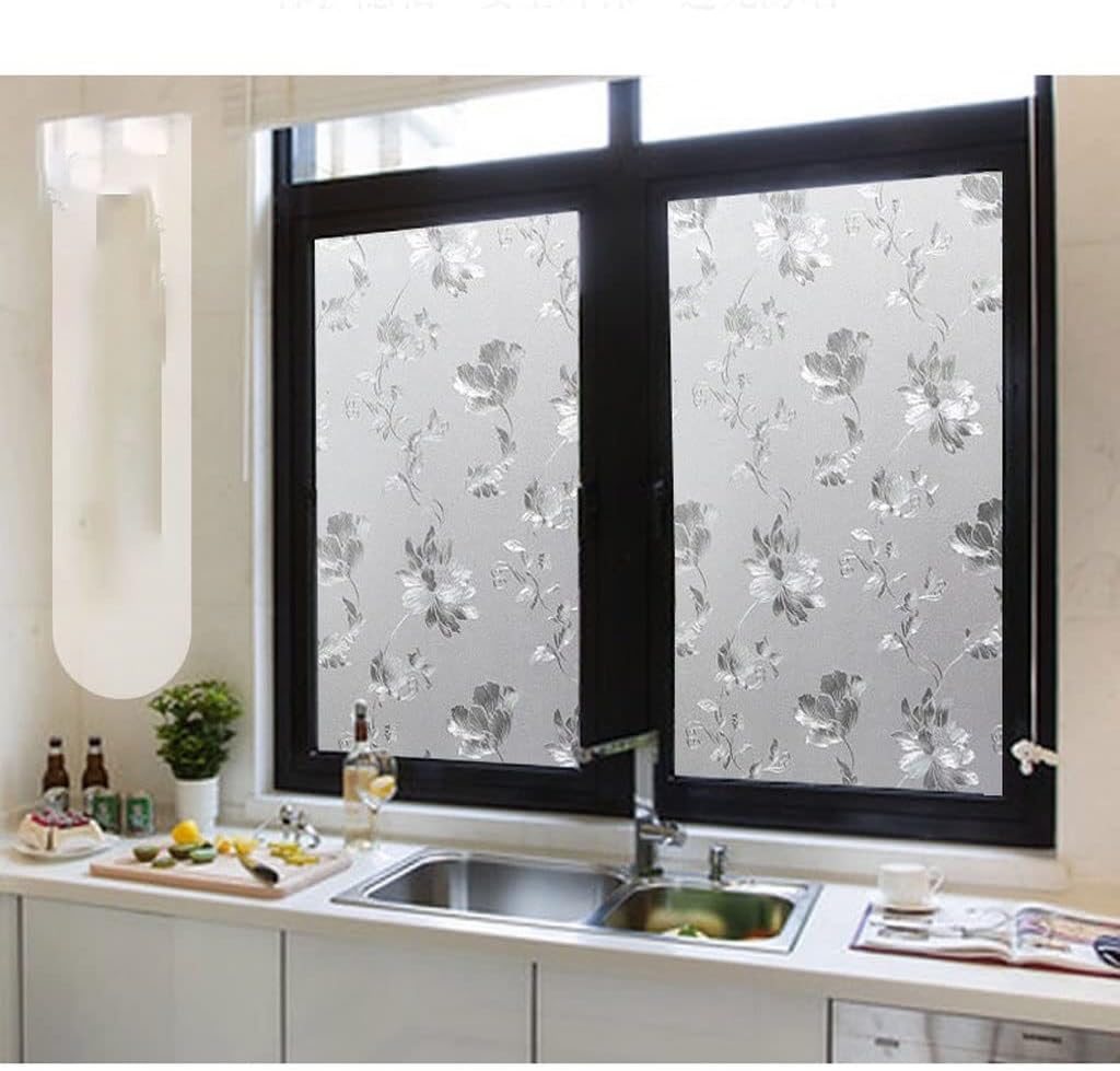 Window Film Window Stickers Window Film Glue-Free Frosted Glass Film Bathroom Window Static Film Living Room Balcony Decorative Window Film Window Privacy Film Glass Sticker(A,60 * 300 cm)