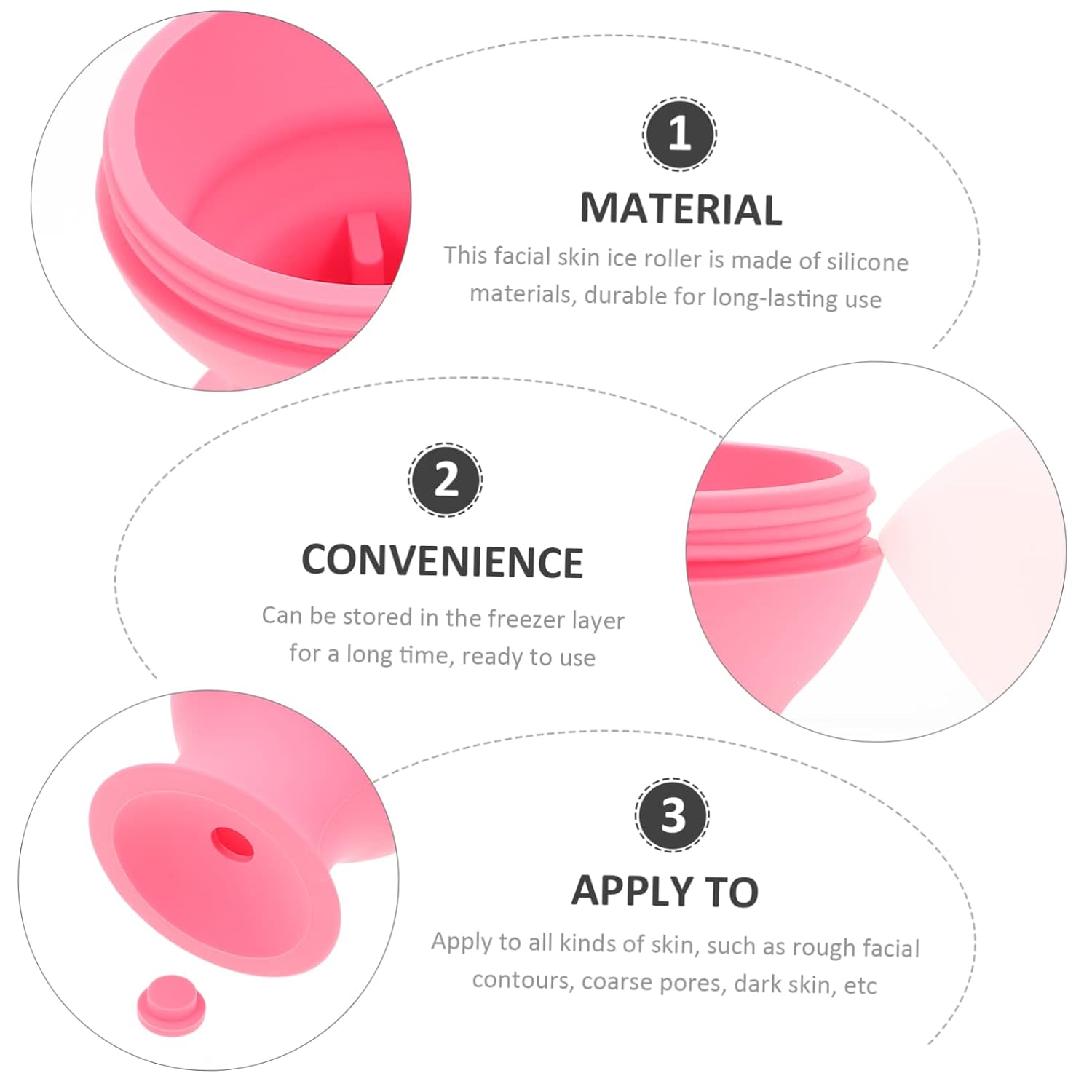 Pink Silicone Facial Cooling Roller Mold Skin Care Tool for Girls image 3