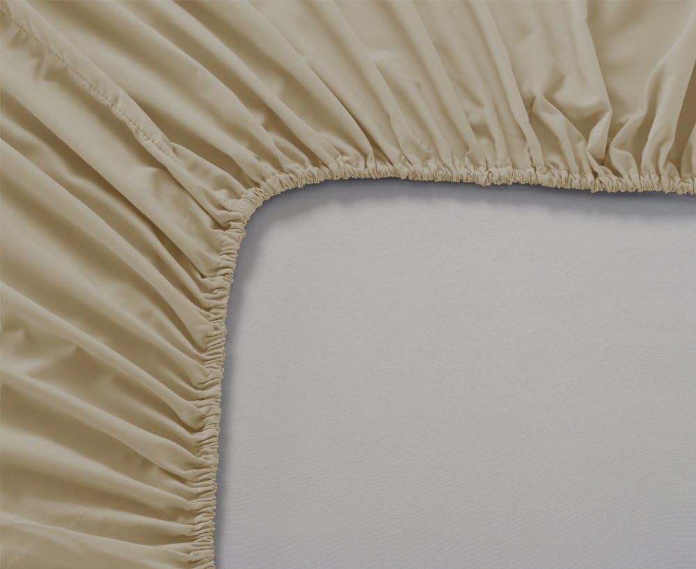 Mellanni King Fitted Sheet - Deep Pocket Cooling Sheets up to 16 inch - All Around Elastic - Hotel Luxury 1800 Bedding - Wrinkle, Fade, Stain Resistant - 1 Single King Fitted Sheet Only (King, Beige) : Home & Kitchen