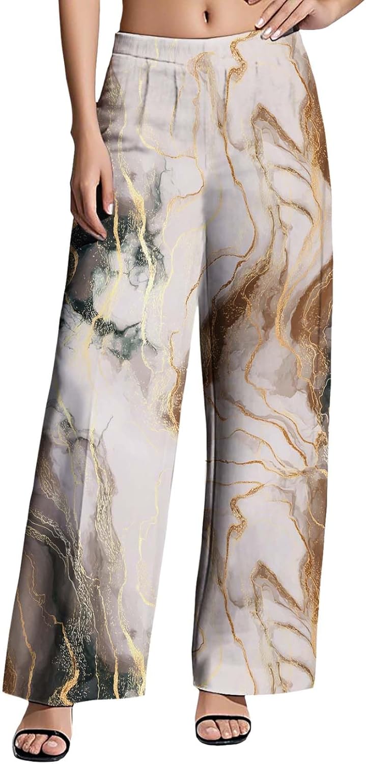 Womens High Waisted Pants 2025 Summer Wide Leg Oversize Pattern Print Loose Fit Beach Vacation Lounge Sweatpants