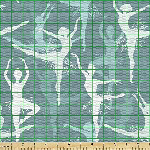 Image of Ambesonne Classic Fabric by The Yard, Dancing Silhouette of Ballerinas Woman Body Performing Dancers Modern Art Deco, Decorative Fabric for Upholstery and Home Accents, 2 Yards, Seafoam Teal