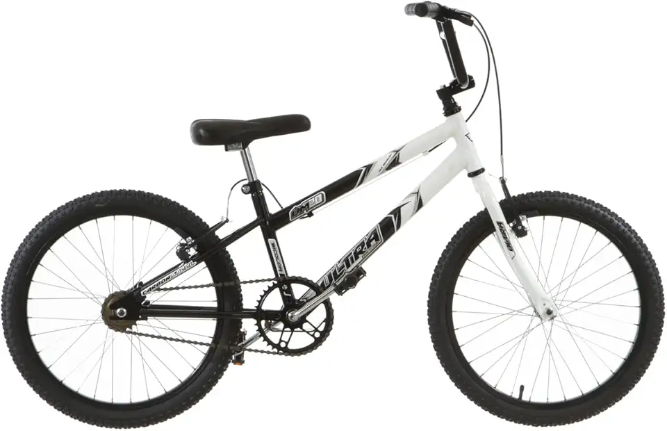 Bicicleta de Passeio Ultra Bikes Esporte Bicolor Rebaixada Aro 20 Reforçada Freio V-Brake Infantil Juvenil Preto/Branco