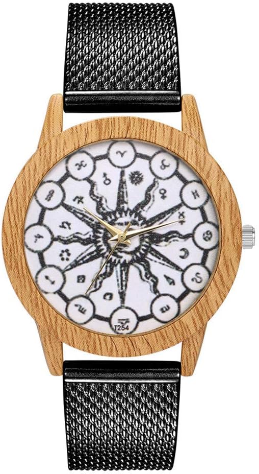 Women Watches for Sale,Wooden Grain Leisure Retro Dial Silicone Strap Quartz Watch