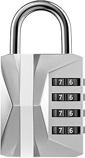 Heavy Duty, Combination Lock 4 Digit, Resettable, Waterproof Metal, School/Gym Locker Lock, Fence, Gate, Toolbox (Silver)