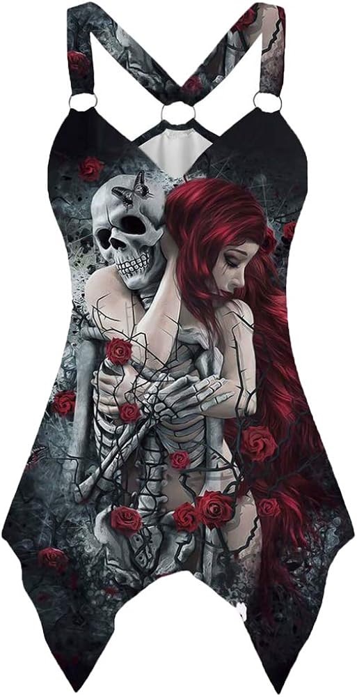 Women Sleeveless Skull Printed Summer Casual Tank Tops : Clothing, Shoes & Jewelry