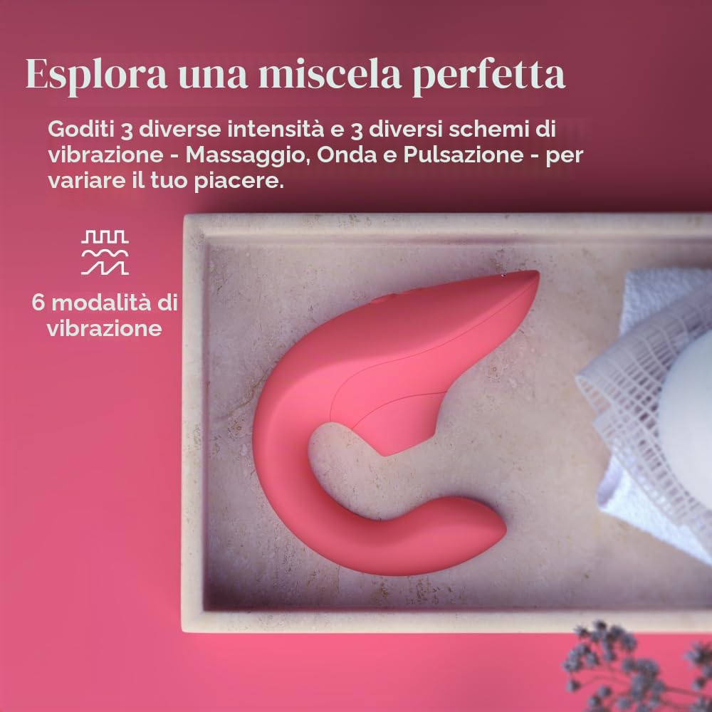 Womanizer Blend Vibratore Rabbit Stimolatore Doppio, Stimolazione Clitoridea Pleasure Air, Vibrazione per il Punto G e Risucchio del Clitoride, Sex Toy per Donne, Impermeabile e Ricaricabile - Rosa