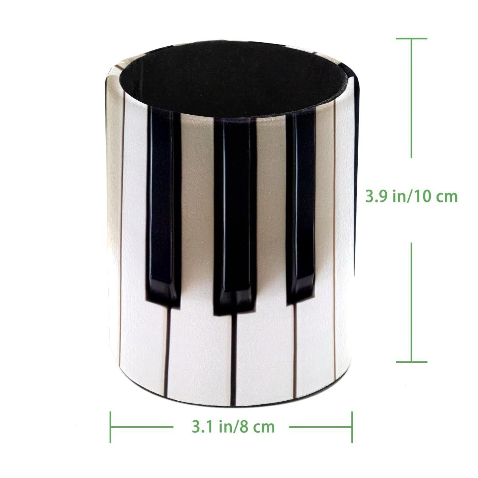 Portalápices, teclas de piano CADDY en blanco y negro - Cuero de PVC de alta calidad, cilindro compacto, organizador de escritorio multifuncional