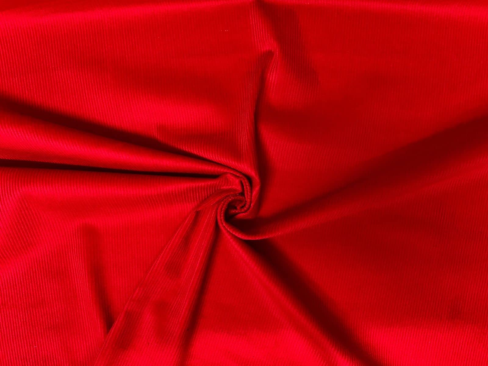 Glamour Secrets Red Cotton 8 Wale Corduroy Fabric - Cord Craft Upholstery Fabric Material Metre