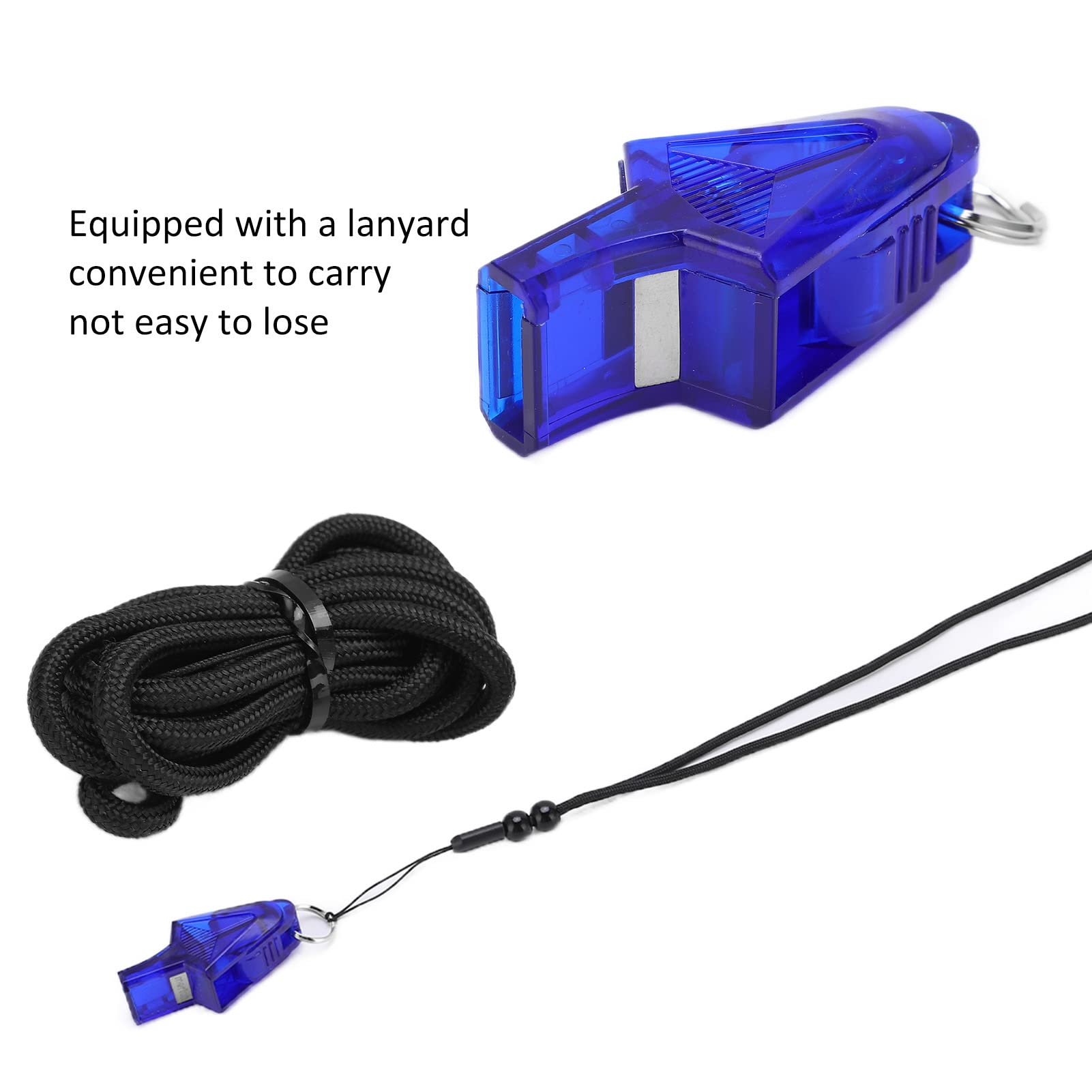 Whistle, 2 Packs Reusable Plastic Sports Whistles with Lanyard Resounding Loud Crisp Sound Whistle for Competitions and Sports (Dark Blue)