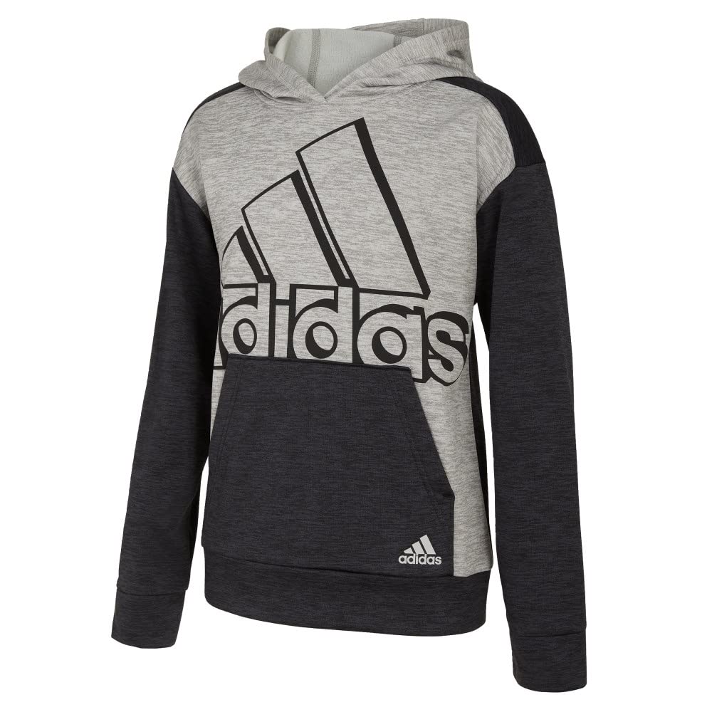 Sweat à capuche adidas garçon pull gris chiné taille 8 ans