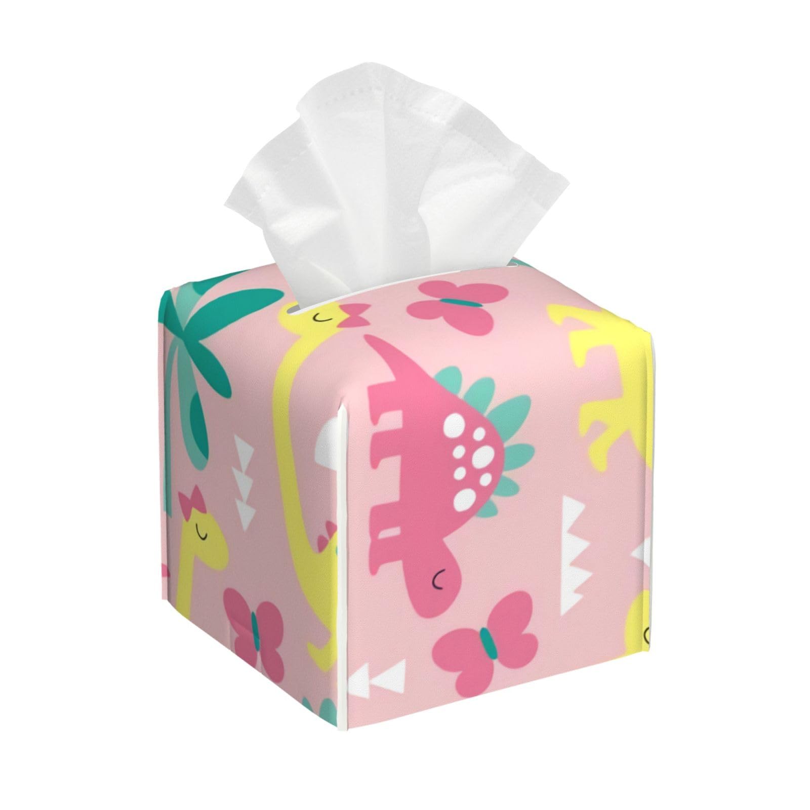 Xingfox As Pic Pink Dinosaur Tissue Box Cover, Fashionable Decorative Storage Box, Suitable For Most Places