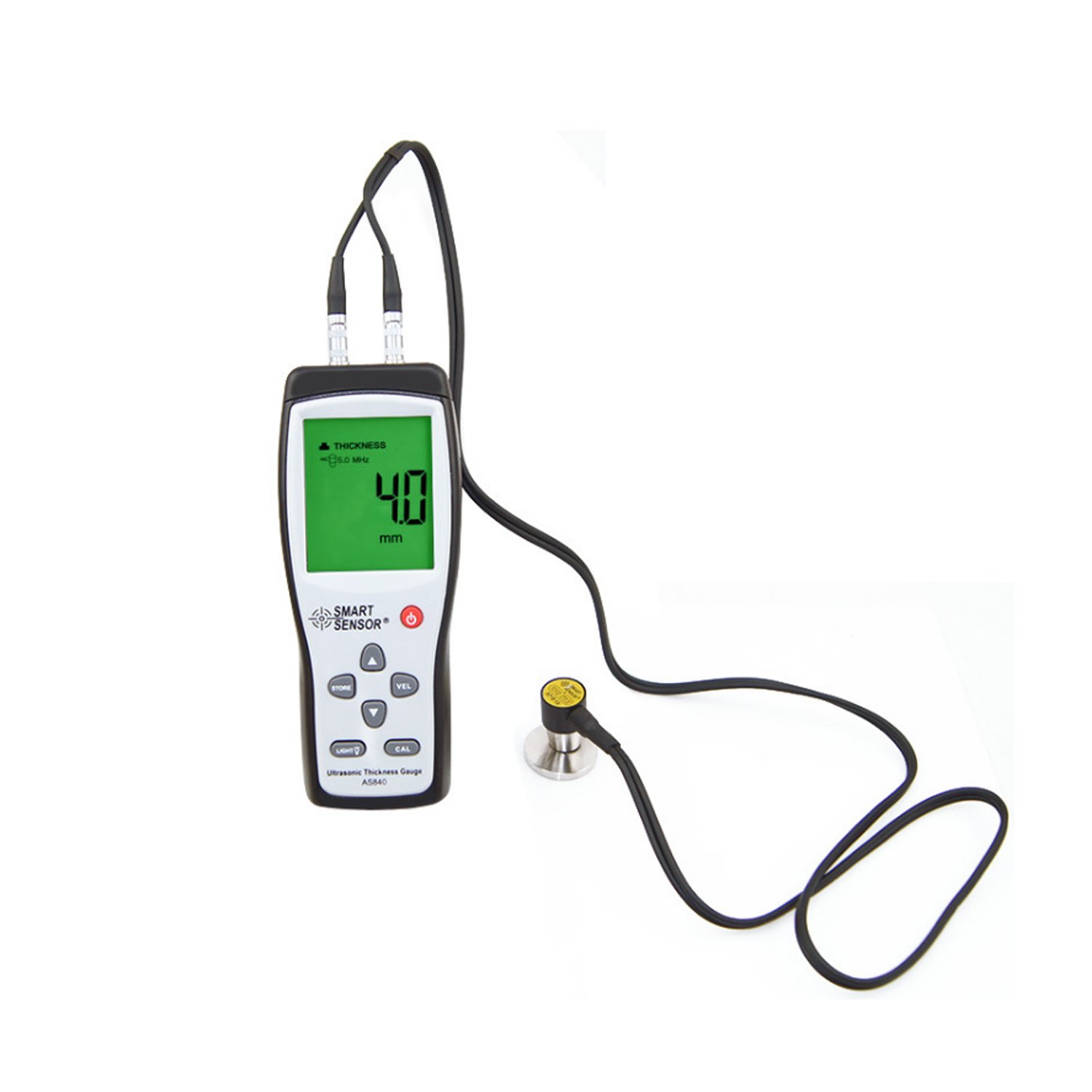 CUDTAPI Portable Digital High Precision Ultrasonic Thickness Gauge 1.2-225mm 1000-9999m/s Smart Sensor Portable Meter Tester AS840
