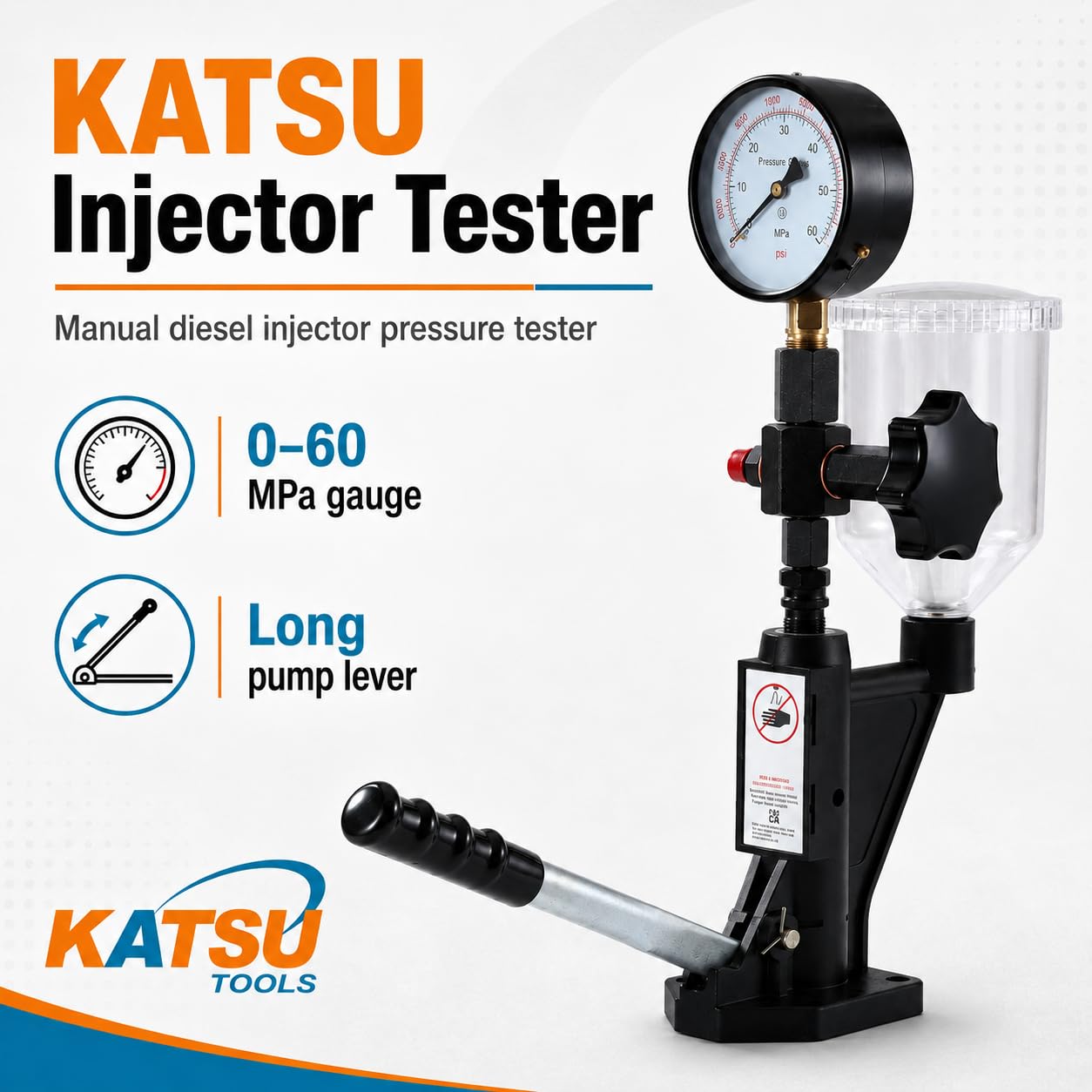 KATSU Comprobador de Presión de Boquilla de Inyección de Diesel para Reparación de Motor Diesel de Coche, Camión o Tractor, 449949