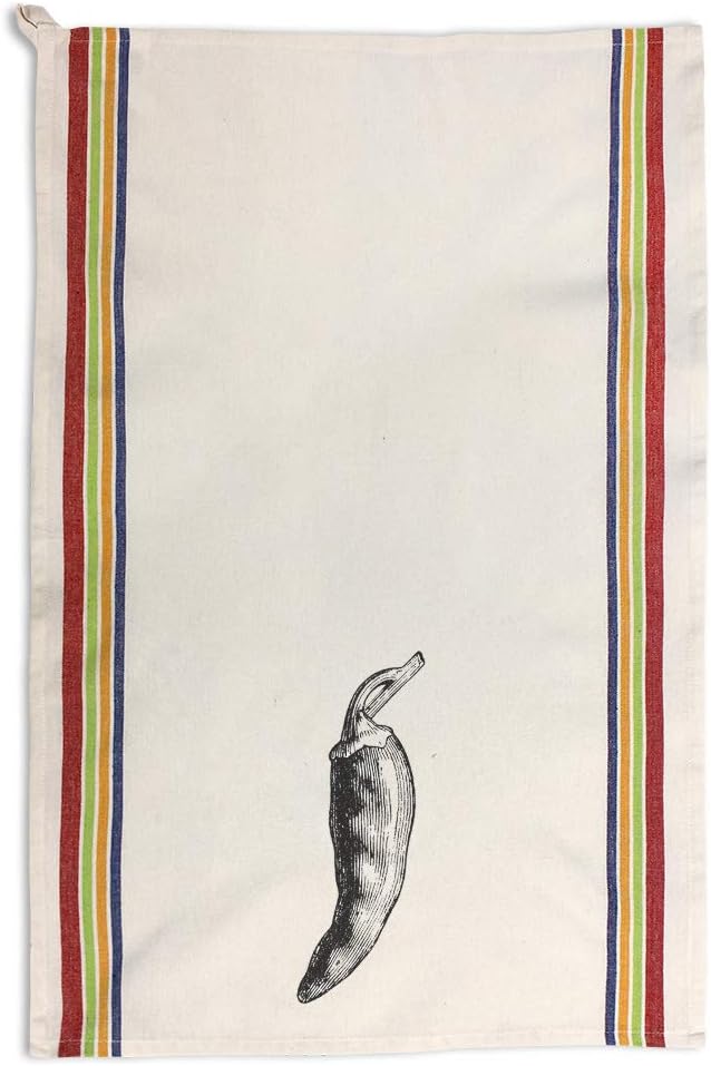Custom Decor Kitchen Towels Pepper Chili Vintage Look Food & Beverage Fruit Food & Beverage Fruit Cleaning Supplies Dish Towels Multi Stripe Design Only