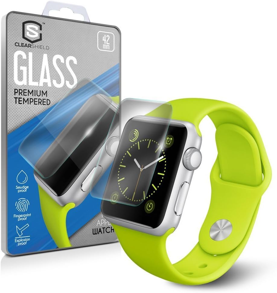 Best Screen Protector for Apple Watch; Laser-Cut Tempered Glass; No Smudges & Scratches Guaranteed; Resists Water and Oil; Lifetime Warranty and 100% Money-Back Guarantee! (For 42mm Apple Watch)