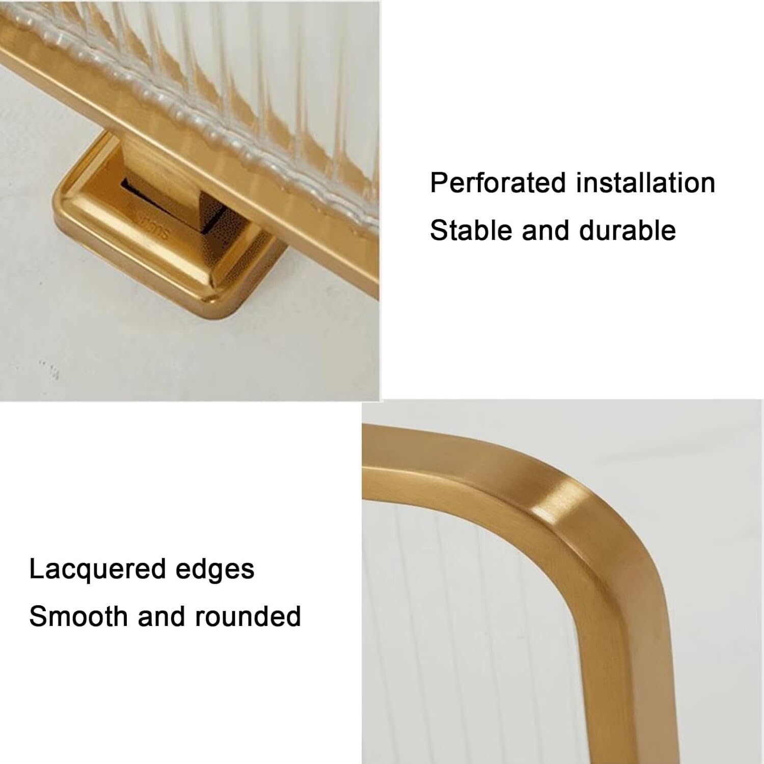 Separador de encimera de Vidrio Rayado para mamparas Decorativas de Restaurante Separador de encimera de Restaurante (Dorado a)