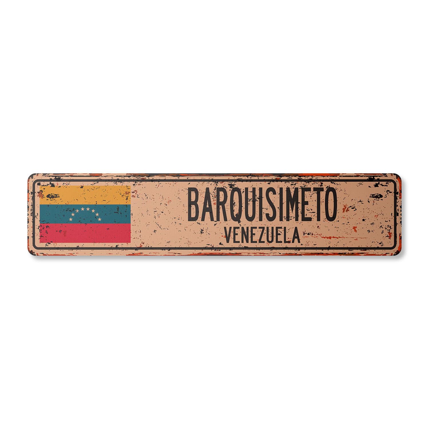 BARQUISIMETO VENEZUELA Vintage Street Sign Venezuelan flag city country rustic