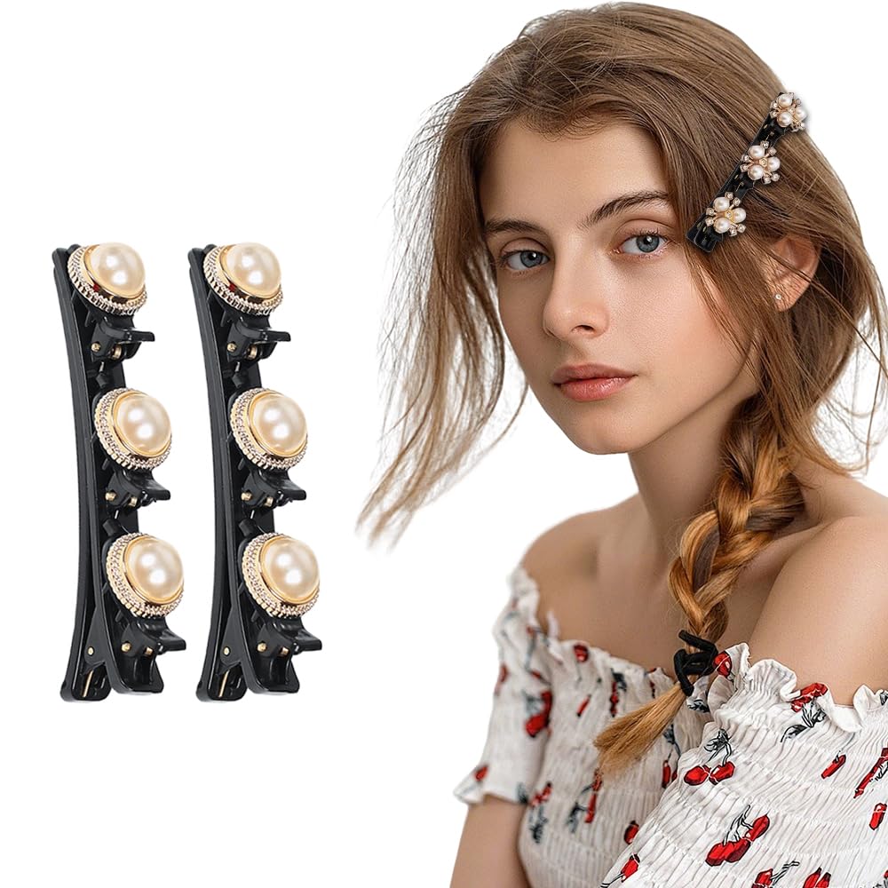 Sparkling Crystal Stone Braided Hair Clips, 2025 New Sparkling Shape Ladies Braided Hair Clip, Short Hair Clip Duckbill Clip, Ladies Girls Crystal