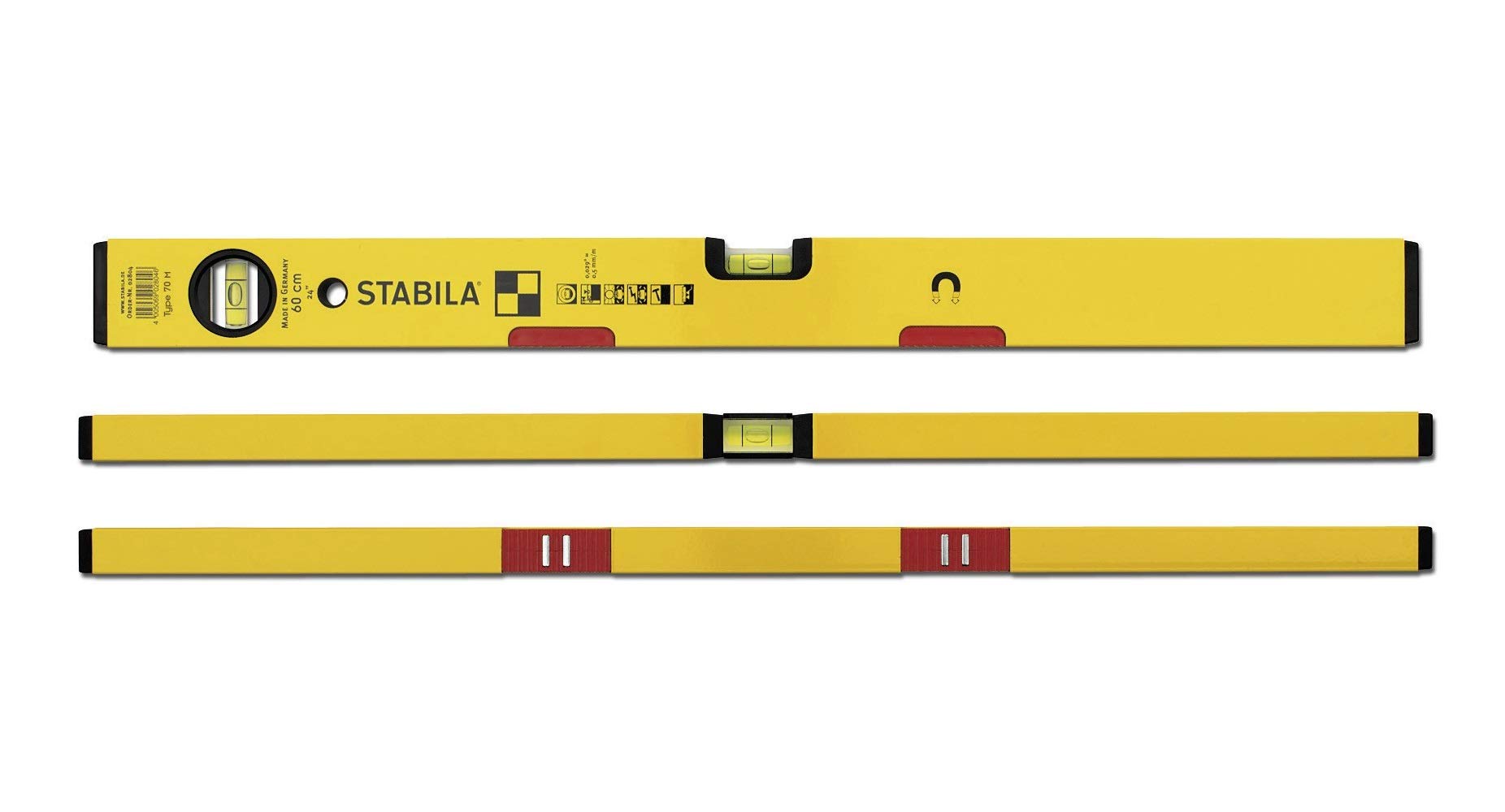 LIVELLA MAGNETICA ALLUMINIO PER MURATORE STABILA CM. 80 N. 2 BOLLE MODELLO 70 M