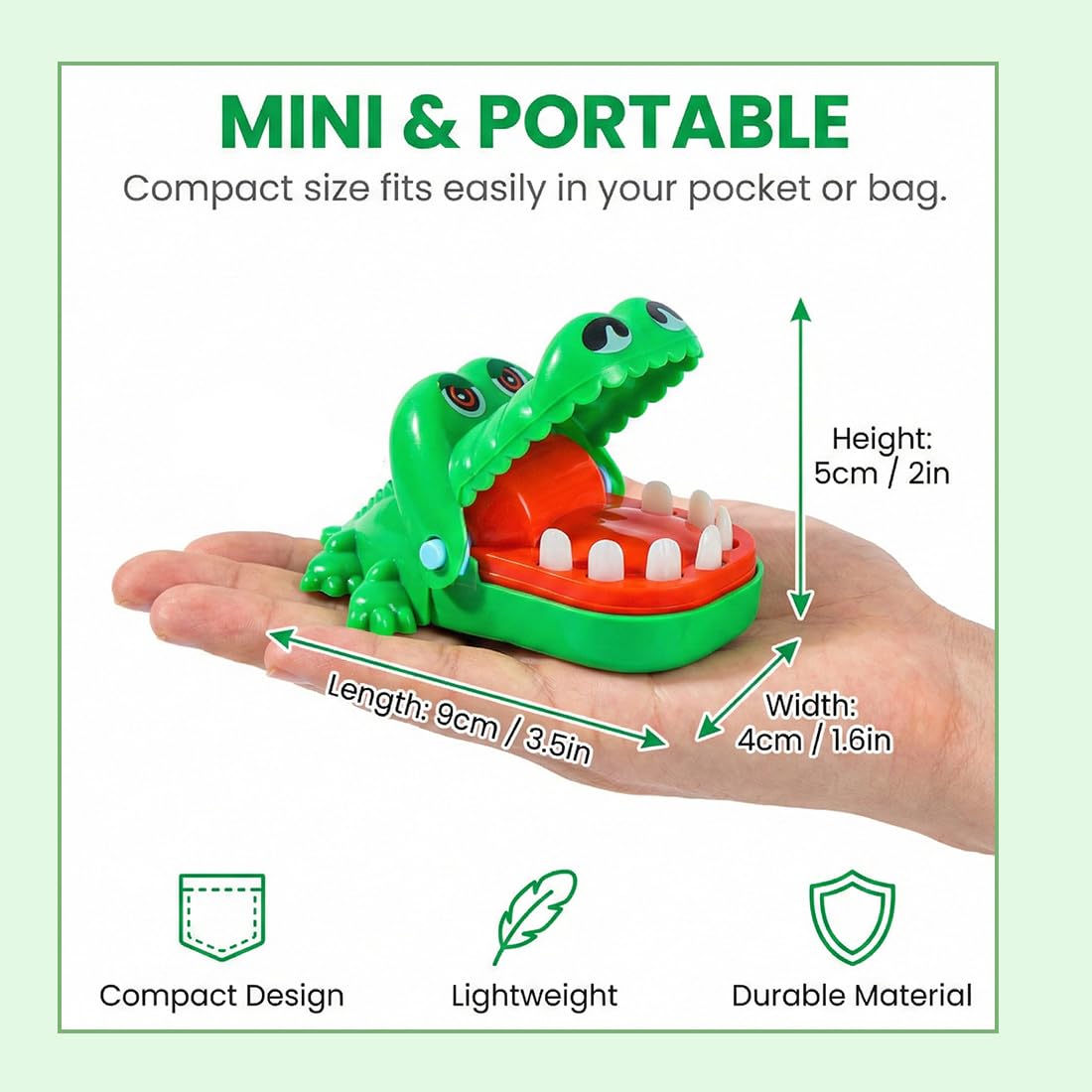 3 pezzi Coccodrillo Giocattolo, Piccoli Denti di Coccodrillo Giocattoli Gioco per Bambini, Coccodrillo Mordere Dito Dentista, Gioco di Feste Regalo per Bambini Adulti