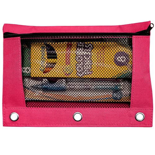Schoolio Pencil Pouch For 3 Ring Binder | Pencil Case Colored Pink For Kids And Adults | Zipper Pencil Pouch Pen And Pencil Holder Multipurpose Binder Pouch | Special Pencil Case For All Ages. #TOP3