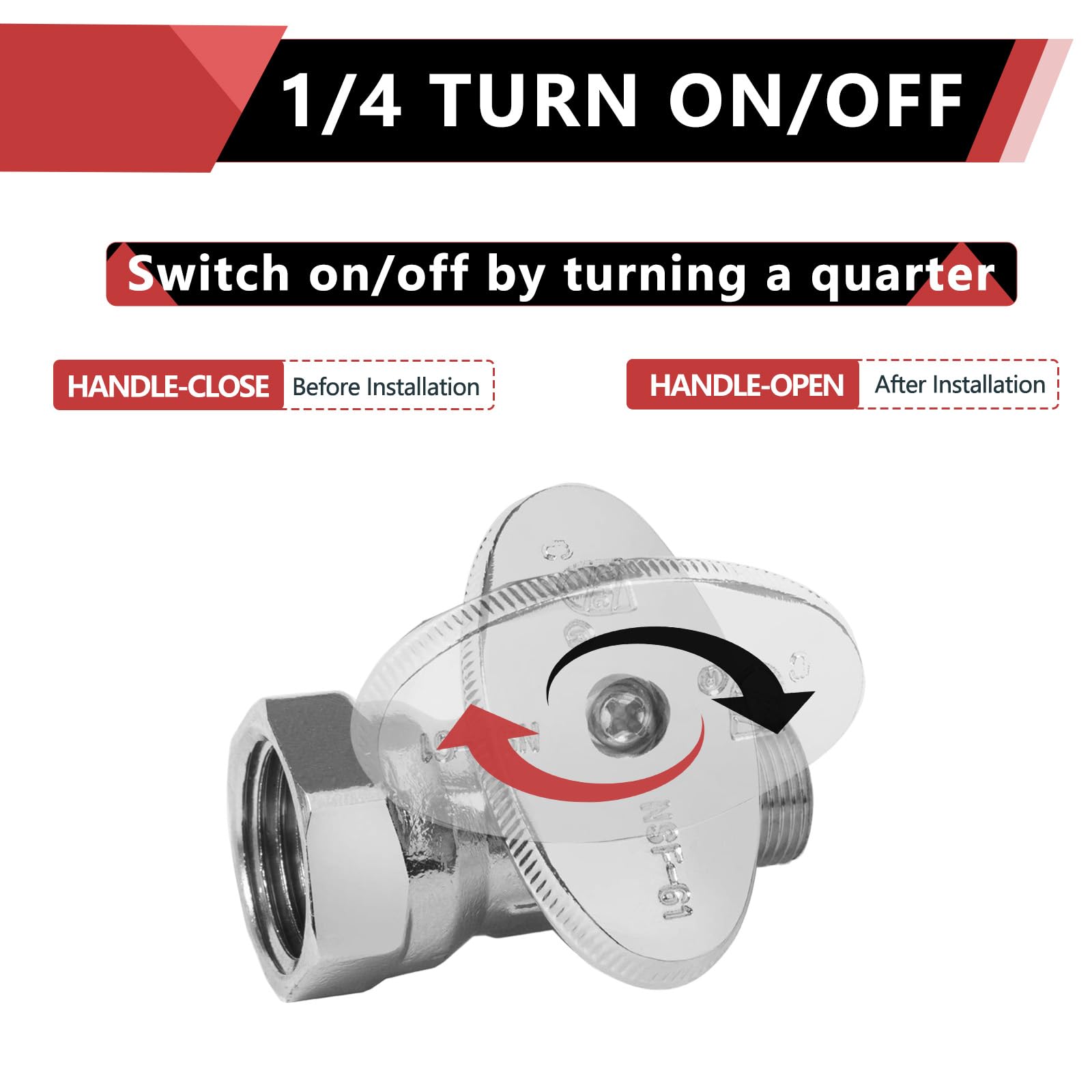 EFIELD 10-Pack 1/2" FIP X 3/8" Compression Straight Stop Valve – Chrome 1/4-Turn Ball Valve – Lead-Free Brass