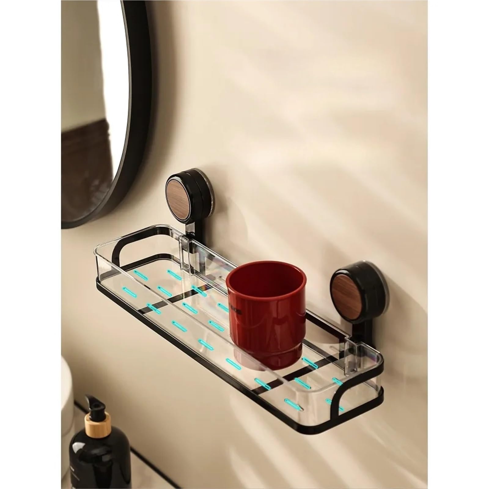 Pasamanos con Ventosa de Nogal para Lavabo de baño Antiguo, Barra de Agarre para baño con perforación Libre (Plateada)