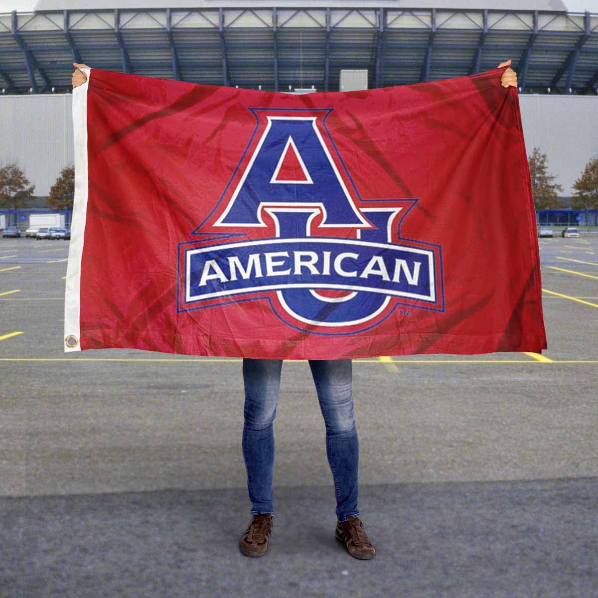 American University Gartenflagge AU Eagles – 100% Polyester, Doppelseitig, Mit Einlage, Offiziell Lizenziert