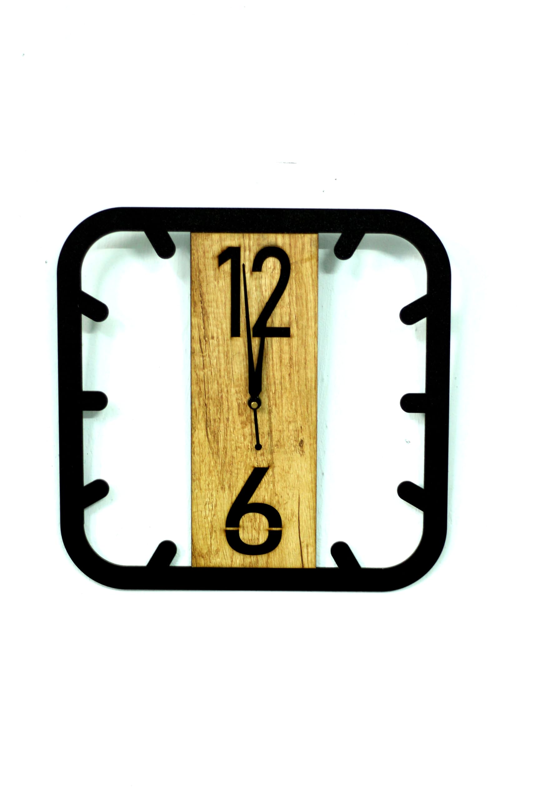 Wall Clock | Metal and Wood k, Square Black Frame, Rustic Industrial Wooden Panel Design, Silent Non Ticking Mechanism, Modern Vintage Home Decor for Living Room Bedroom Office-image-10