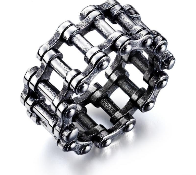 Bicycle Chain Stainless Steel Motorcycle Biker Chain Ring for Men Women Size 7-12-image-38