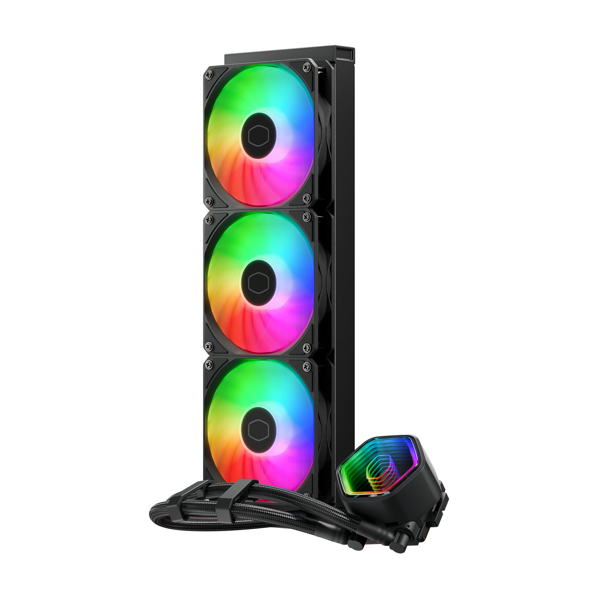 Cooler Master 360 Core II AIO CPU Liquid Cooler, R9|U9|i9, pompa G9R a doppia camera, Infinity Mirror aRGB, tubo 400 mm, radiatore 360 mm, ventola PWM 120 mm, AMD Ryzen AM5|4, piattaforma Intel LGA