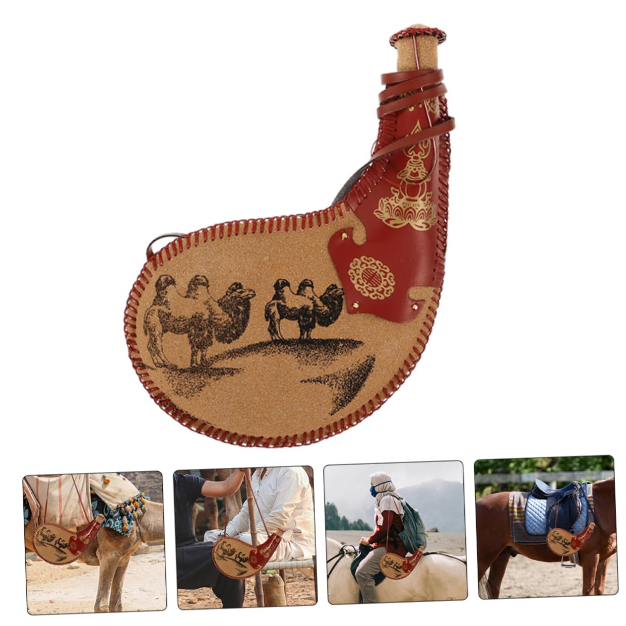 LABRIMP Antike Wassersack Tasche aus Pu Leder 2 Stück für Reise und Wandern | Traditionelle Bota Tasche, Leicht zu Reinigen und Tragbar, Historisch Inspiriertes Design