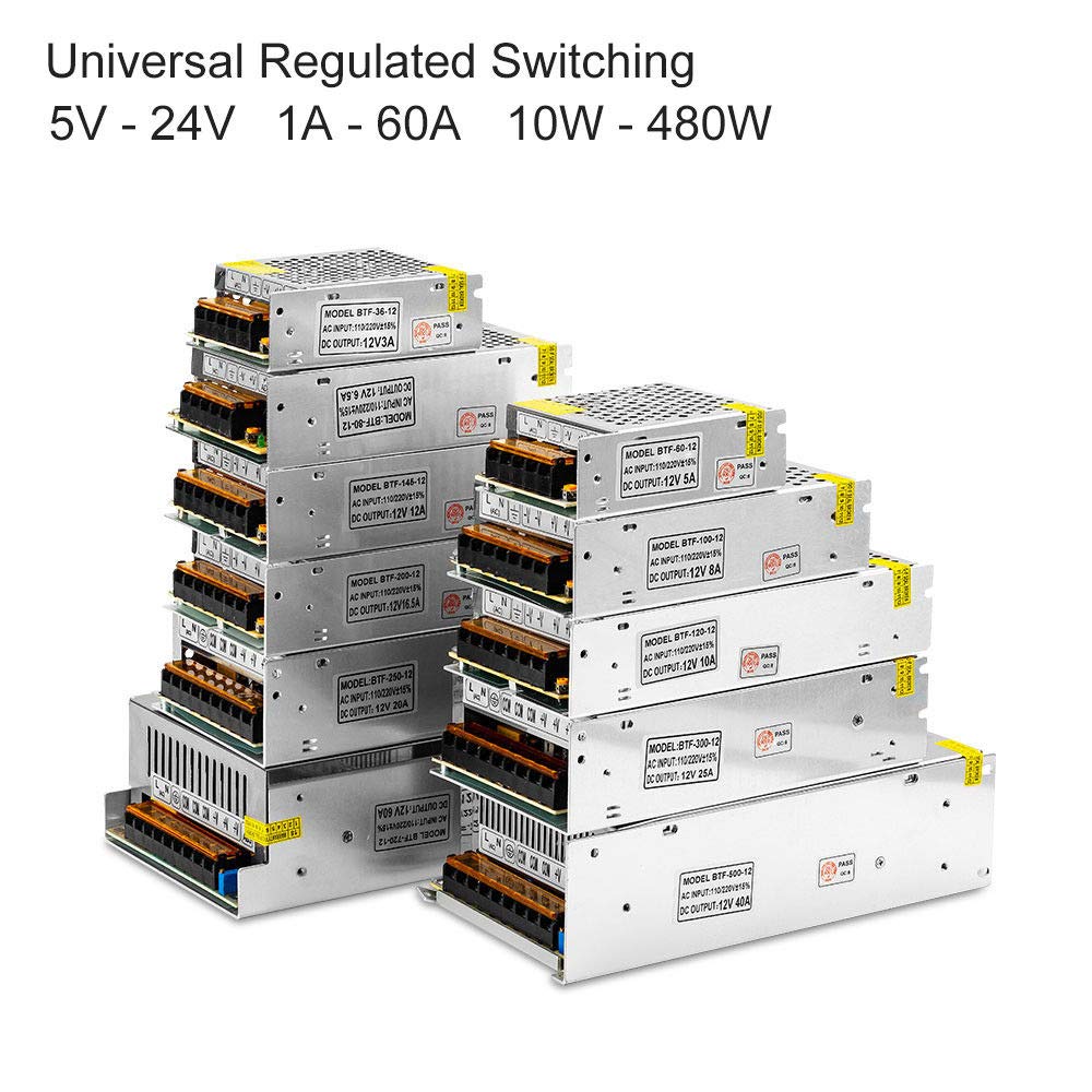 Convertidor de conmutación MASO 12V 30A 360W Transformadores de fuente de alimentación de conmutación regulados universales para tira de luz LED, CCTV, radio, proyecto de computadora