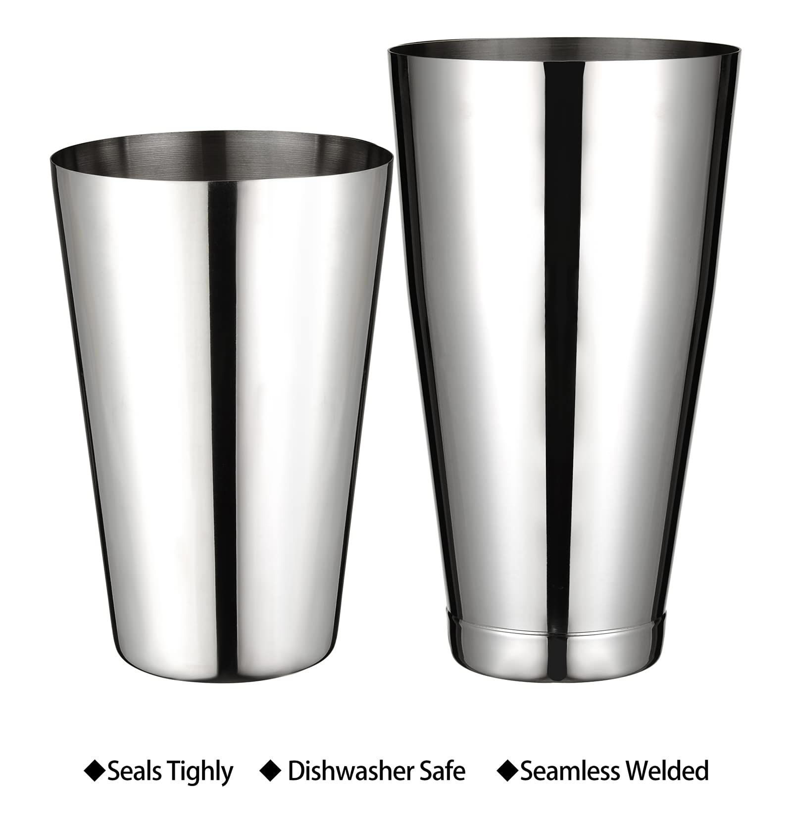 Boston - Coctelera de bar y barman con peso de 28 onzas, sin peso de 18 onzas, para bartending, Martini Shakers de acero inoxidable para bebida, juego de coctelera Boston | Plata. 3