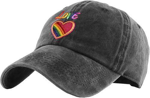 LGBT Pride Baseball Hat Love Cap Embroidered Heart Adjustable Gay Rainbow Hat Gi