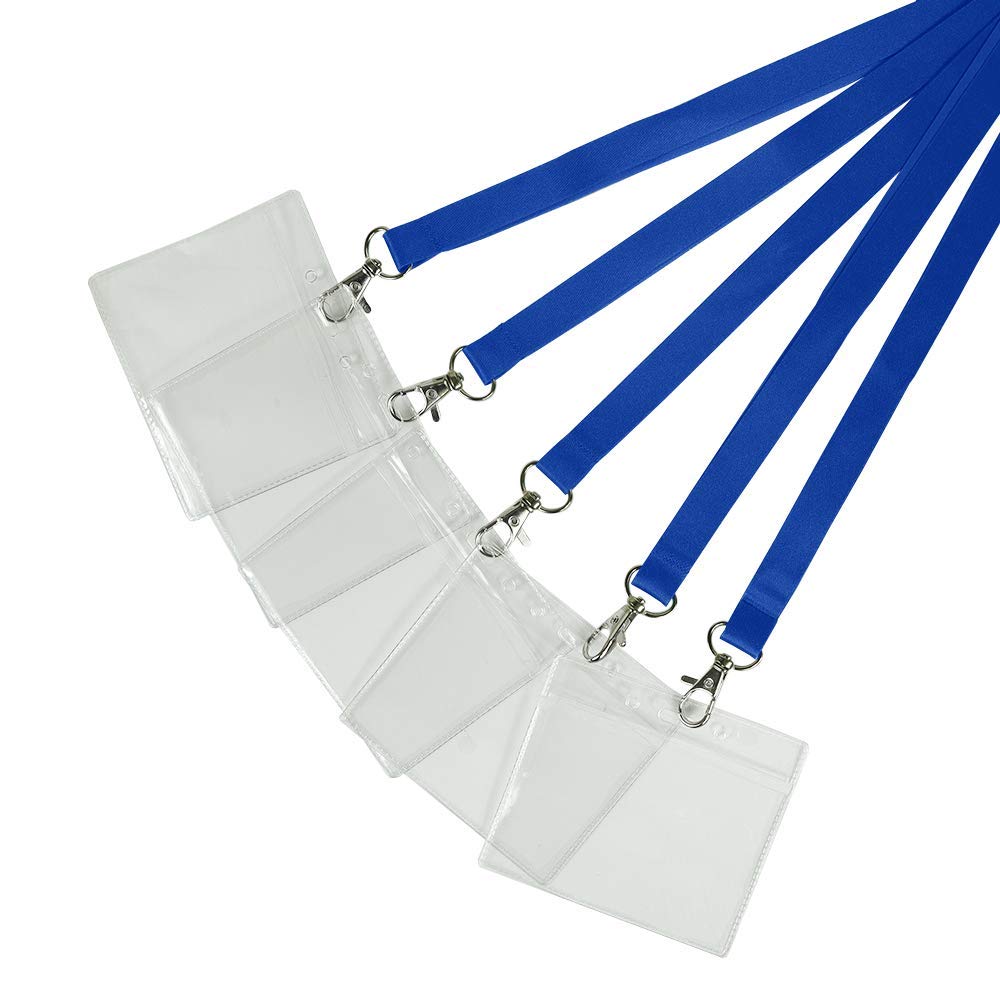 Pack of 10 Ocean Blue Lanyards with PVC Card Holder for ID Cards, Name Badges, and More - Durable Breakaway Ocean Blue Neck Strap Suitable for Everyday Use