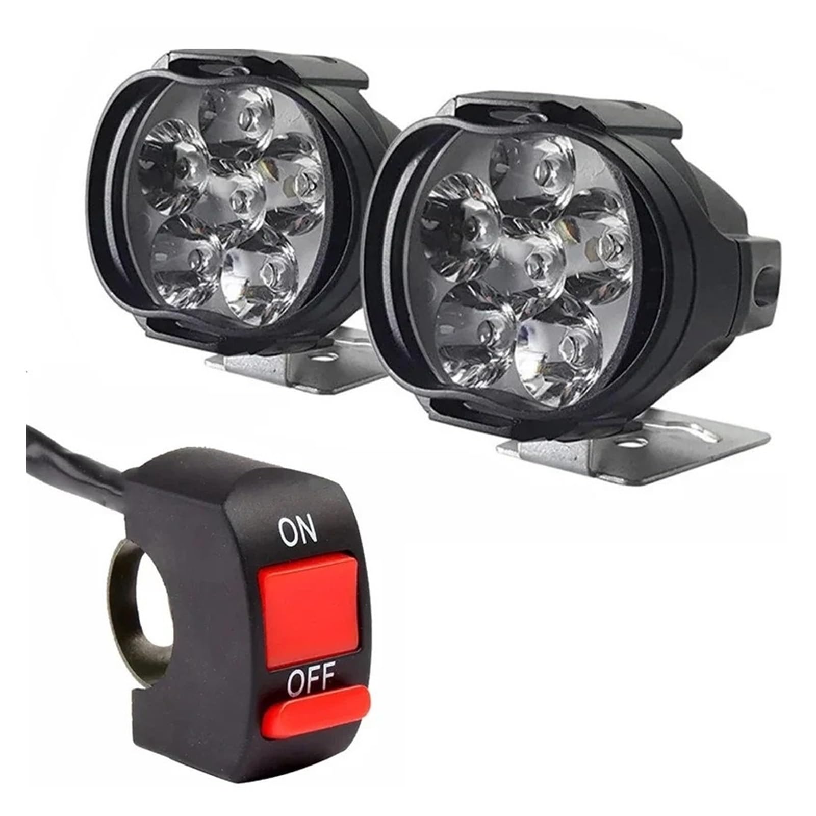 ESPYN Phares Moto Phare Led Blanc Pour Motos Feu Avant Auxiliaire Travail Projecteur Pour Scooter Spot Supplémentaire Antibrouillard 2 Pièces(3pcs set)