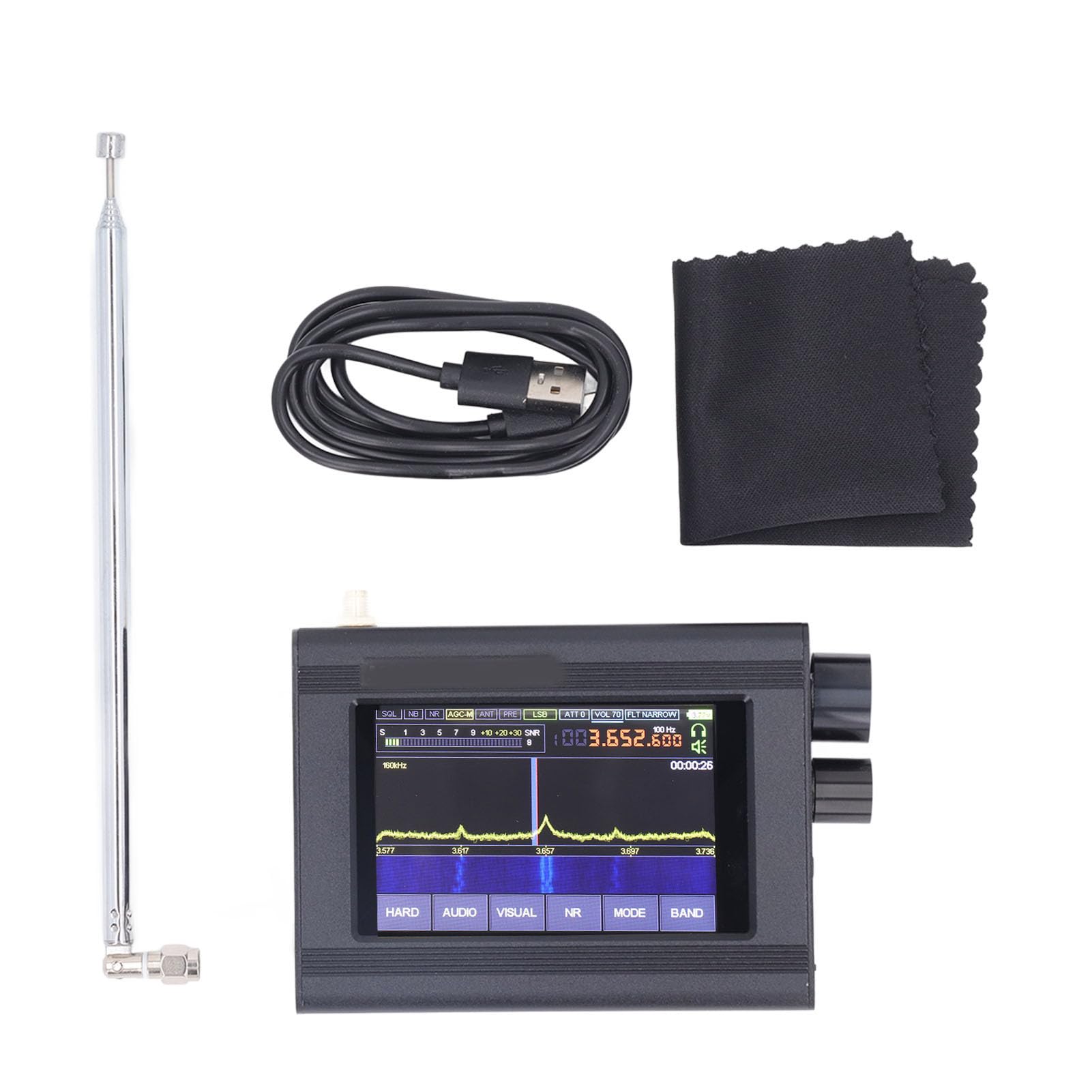SDR-Empfänger, SDR-Empfänger, Funkempfänger, 3,5-Zoll-LCD-Touchscreen, Software-Definition, Funkempfänger, AM, SSB, NFM, WFM, Voll, Av-Receiver und Verstärker