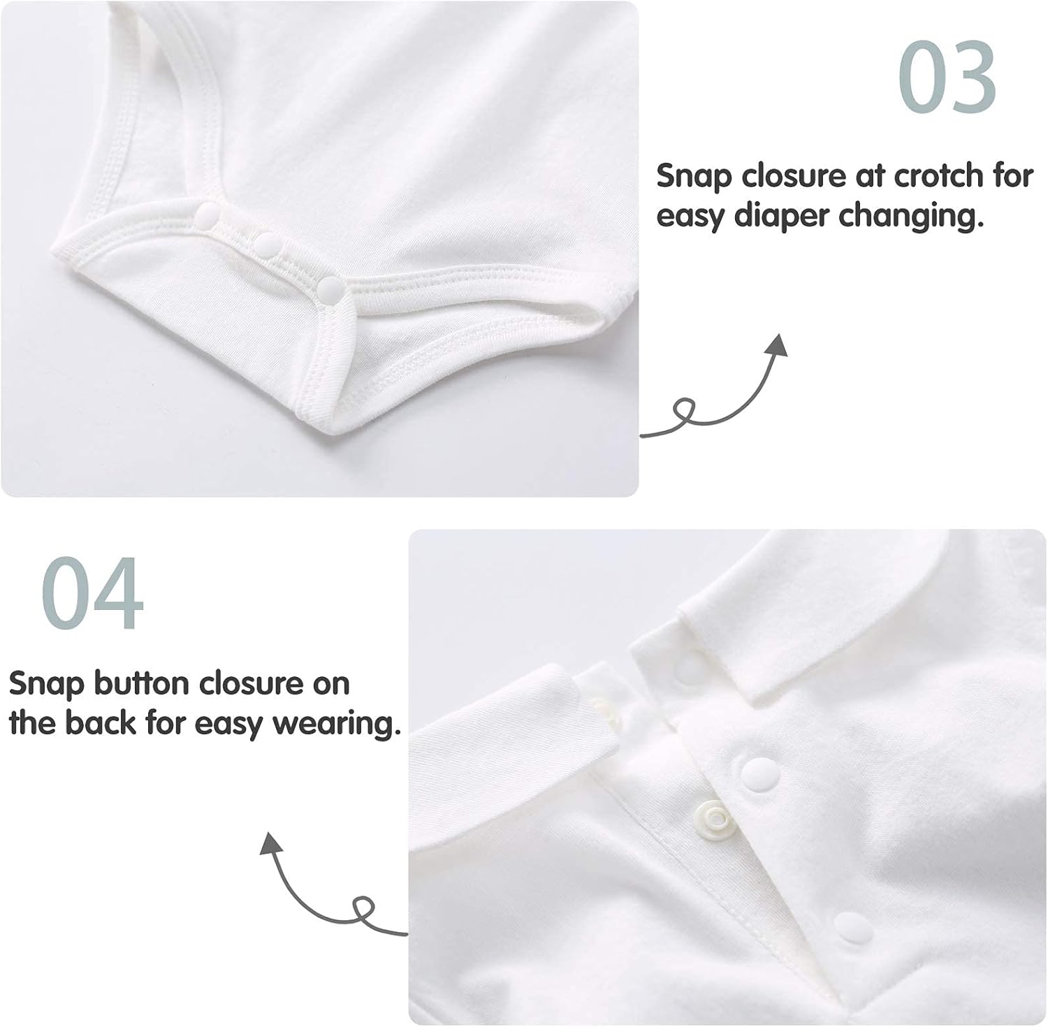 pureborn Baby Romper Bodysuits 2-Pack Unisex Soft Cotton One-Piece Outfit for Infant Boys Girls 0-24 Months - Image 6