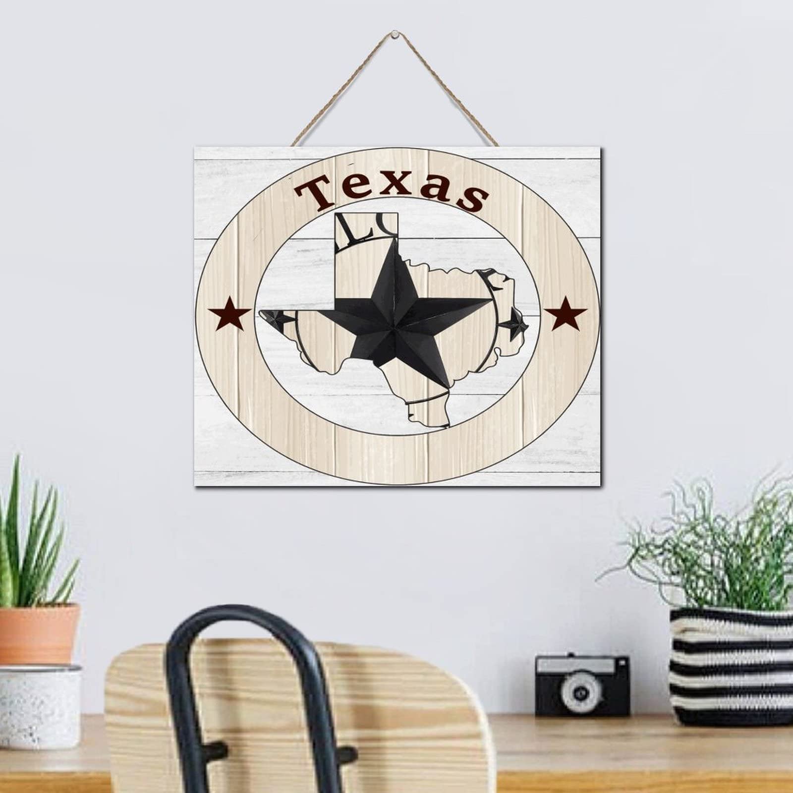 Texas Lone Star Home Map divertente decorazione da parete in legno, 30 x 30 cm Texas