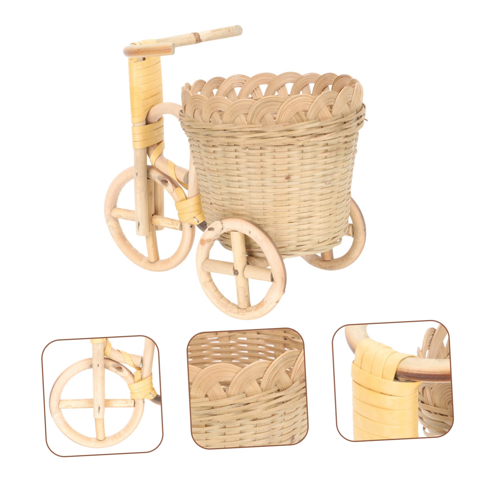 ABOOFAN 2 Stück Woven Pen Tricycle Organizer aus Natürlichem Dekorative Aufbewahrungskorb für Blumen Stifte und Kleine Gegenstände für Rustikale und Moderne Einrichtungsstile