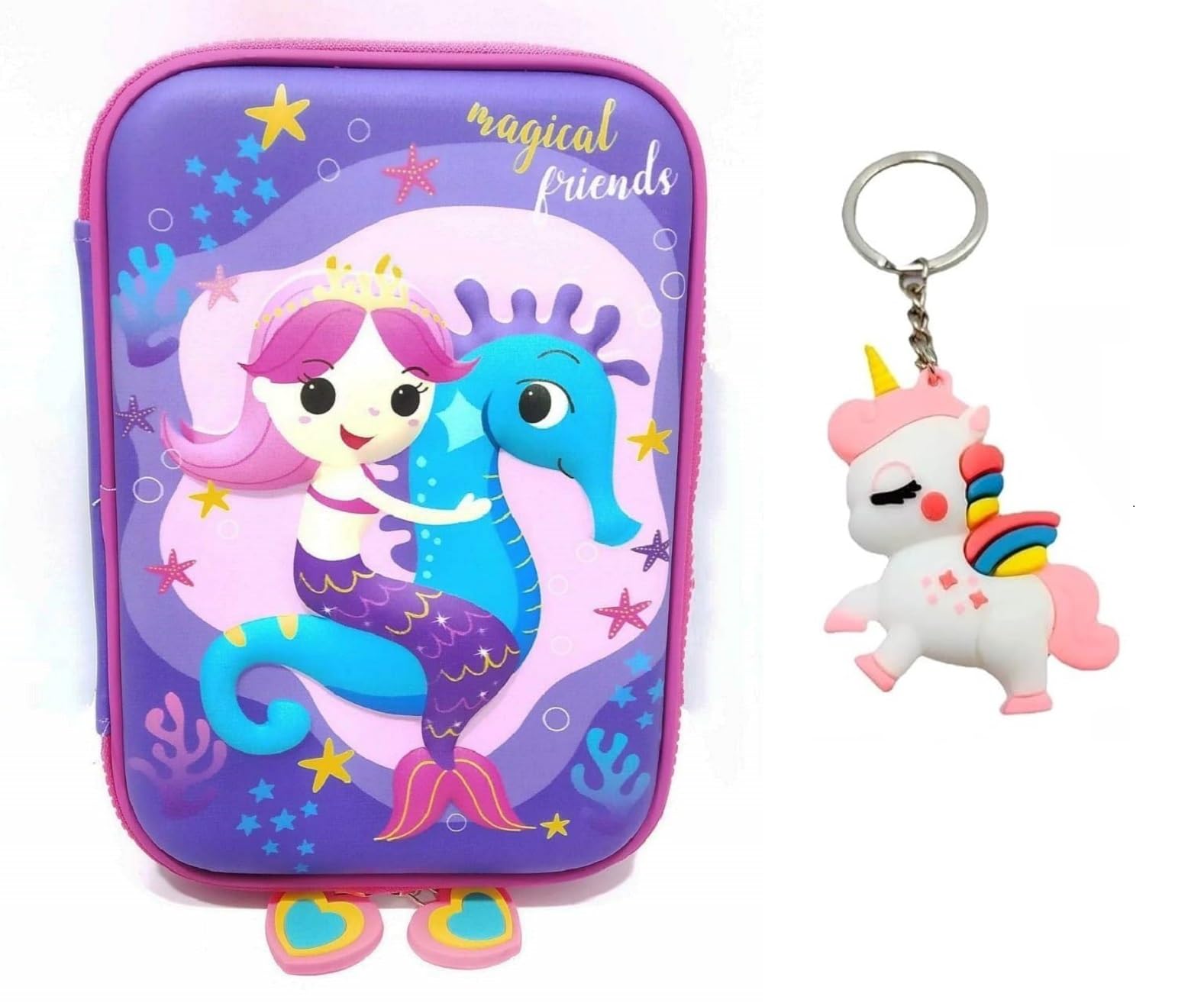 Mistazzo Purple Mermaid Embossed Eva Material Big Size Pencil Case With Unicorn Keychain For Girls Kids School Stationery Organizer Geometry Box - Ethylene Vinyl Acetate (Eva) (B0CRVQLPQ8) Amazon Price History, Amazon Price Tracker