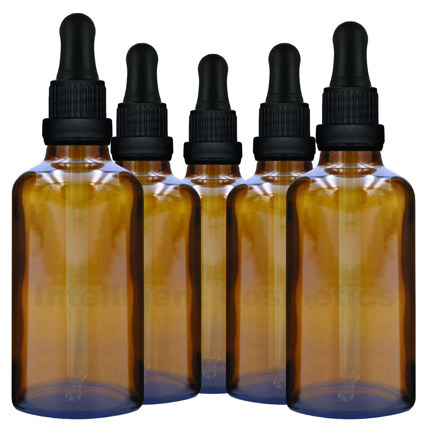 PACK of 5-100ml AMBER GLASS Dropper Bottles with PIPETTES Tamper Evident Silicon Piston Pipettes - Used for Essential Oil/Aromatherapy/Cosmetics/Medicine etc