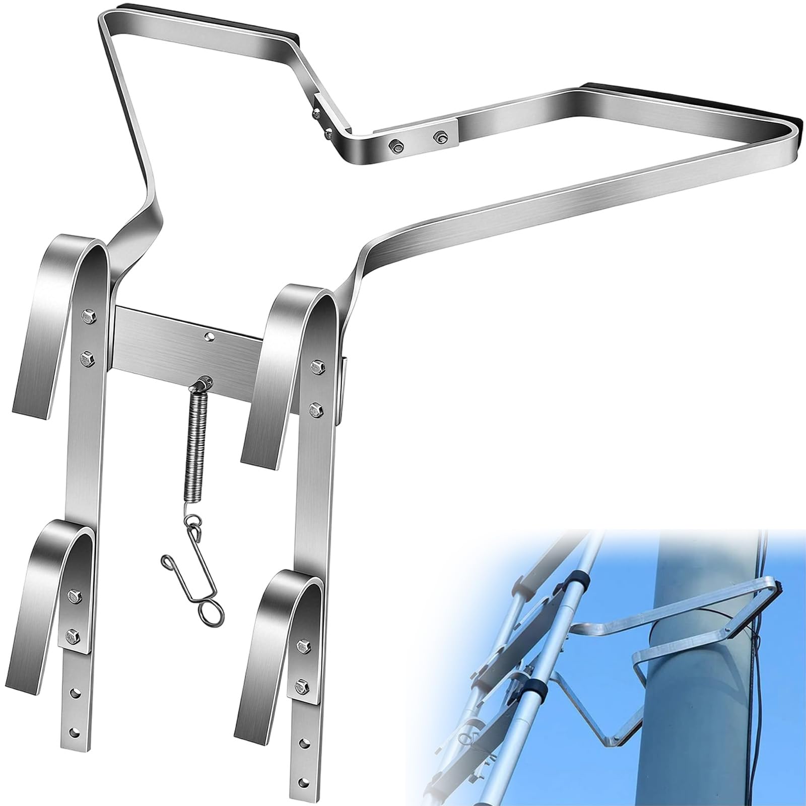 V-Shaped Ladder Standoff with Anti-Slip Rubber Bumper, Heavy-Duty Aluminium Ladders Stabiliser, Lightweight Universal Ladder Standoff, Ladders Accessory Stabiliser for Downpipes, Gutters, Trees, Walls