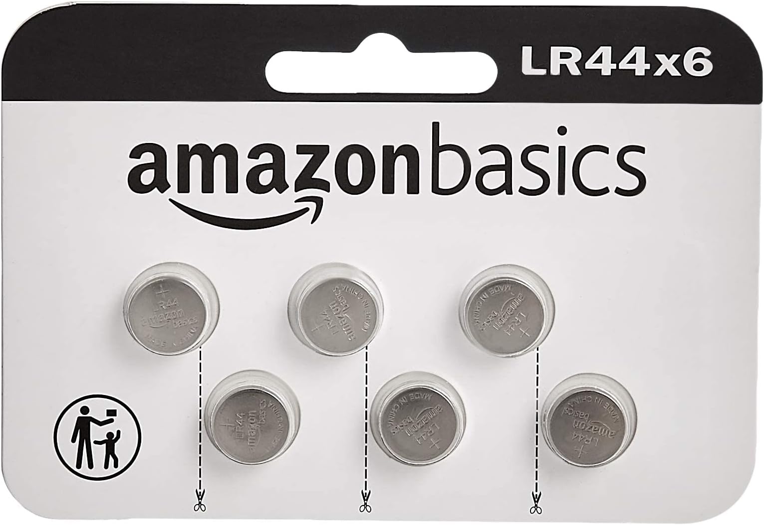 Amazon Basics LR44 Alkaline Button Coin Cell Batteries, Pack of 6