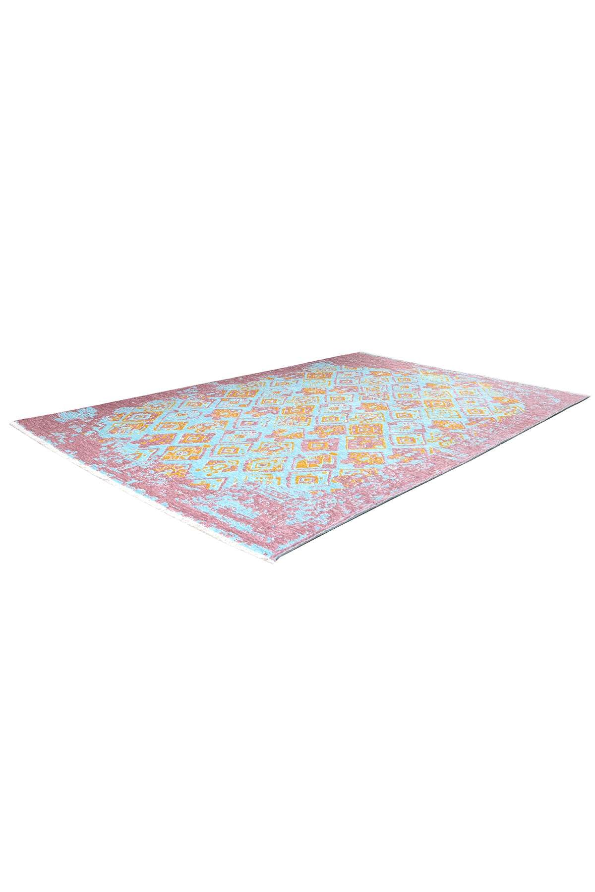 Alfa Rich Alfombra reversible lavable para sala de estar, dormitorio, cocina, 7 x 10 pies, color rosa, naranja, verde azulado