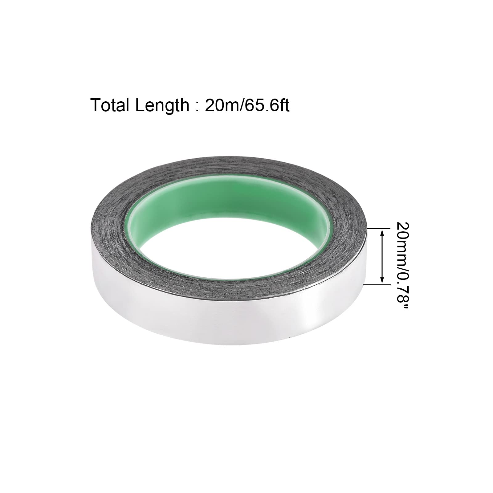uxcell Ruban adhésif haute température en feuille d'aluminium de 20 mm pour CVC, étanchéité, réparation de conduits d'air chaud et froid 20 m