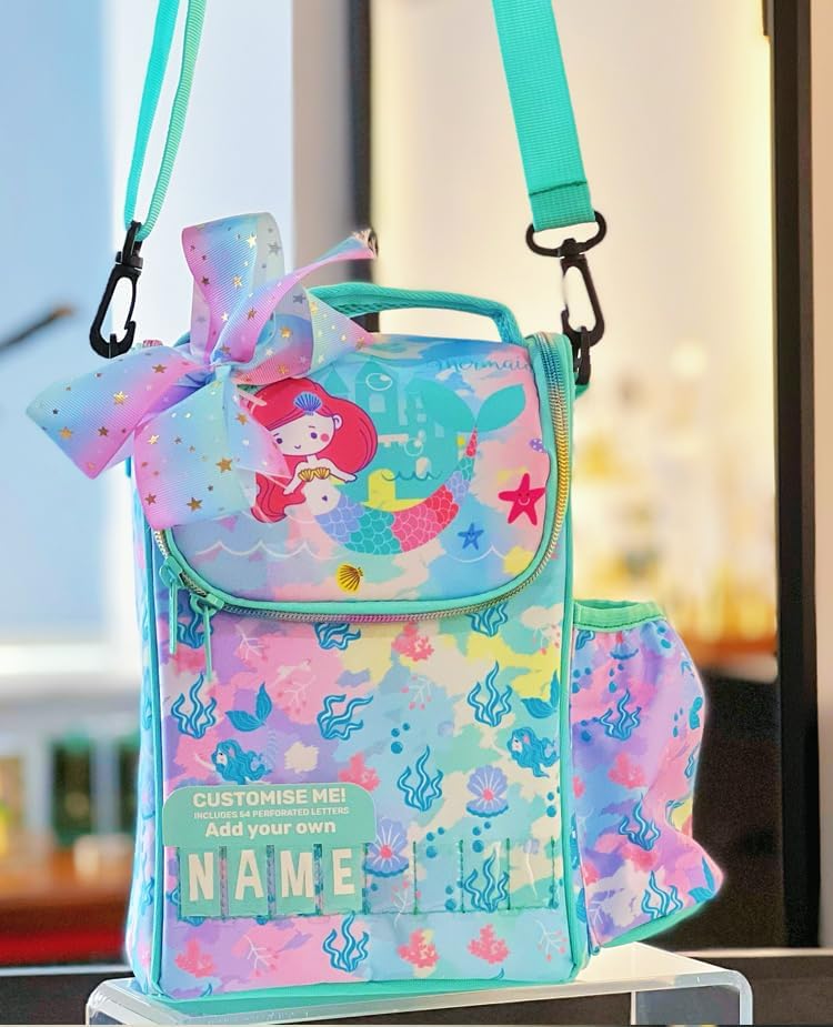Image of Kids Double Decker Cooler Insulated Lunch Bag Large Tote for Boys, Girls, Men, Women, with Adjustable Strap (mermaid-ln-bag-02)