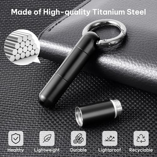 Image of Titanium Keychain Pill Holder,Mini Pill Case Keychain,Waterproof Pocket Pill Case,Small Pill Container for Travel Purse(2 Compartment)