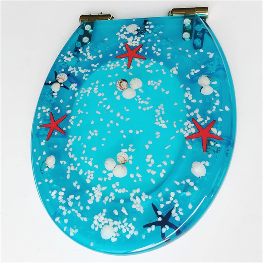 MOBYGKFY Led Light Slow- Close Resin Toilet Seats Cover,stainless Steel Slow Down Quick Release Hinge Shape Lid
